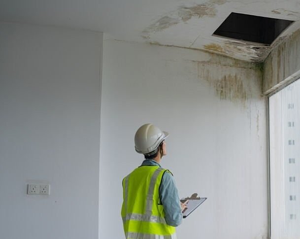 Ventanas de baño con gotas de humedad por condensación en casa